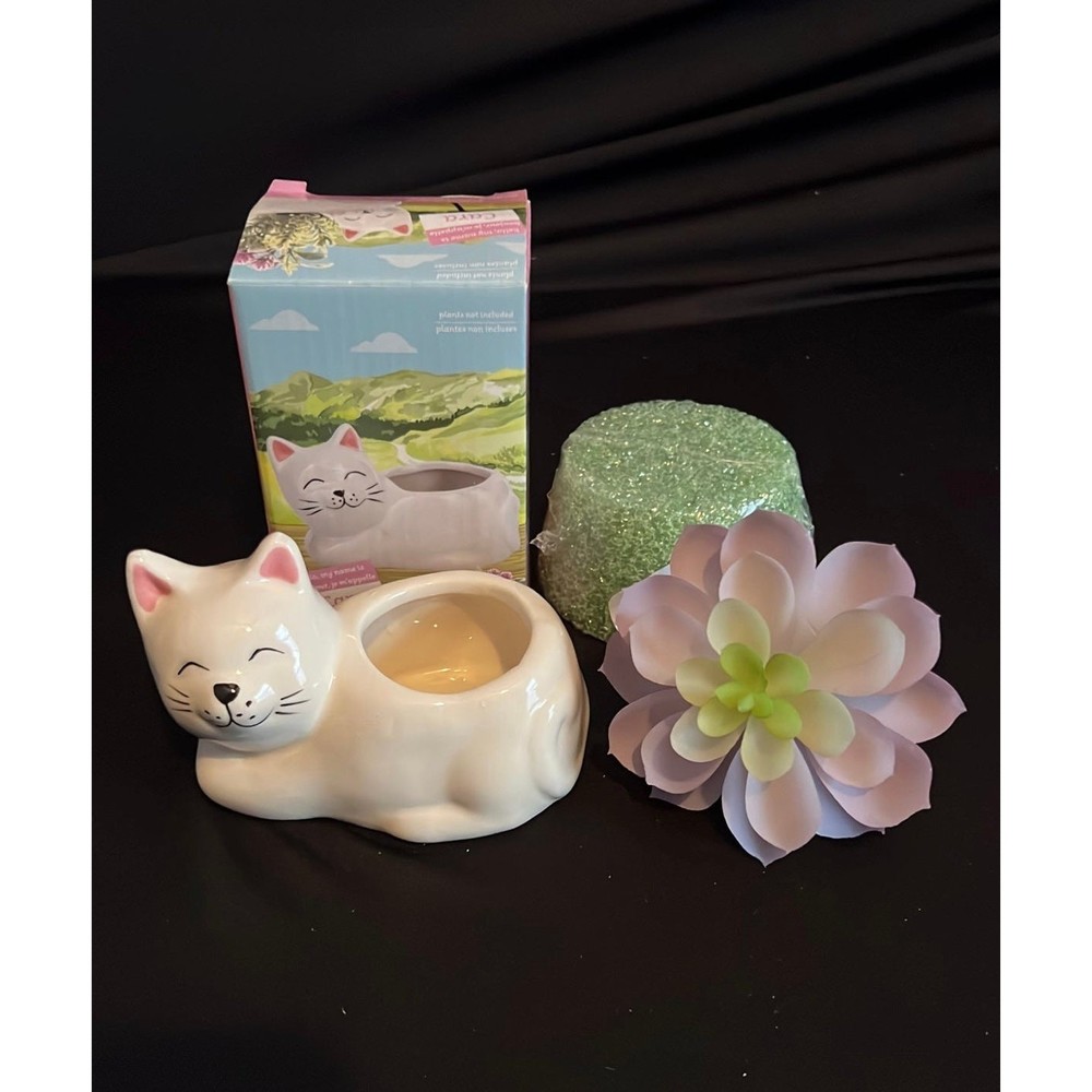 Cat Planter with Faux Succulant and Floral Foam